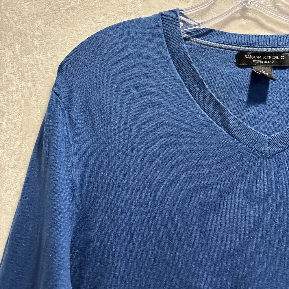 Banana Republic Luxury Blend Men's Silk Cotton Cashmere Blue Sweater Size Large